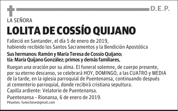 LOLITA DE COSSÍO QUIJANO