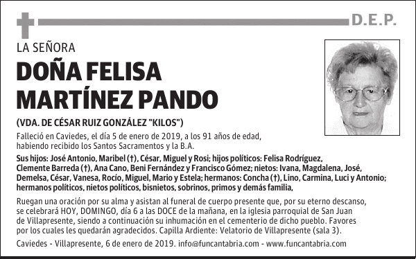 DOÑA FELISA MARTÍNEZ PANDO