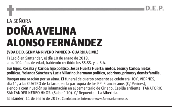 DOÑA AVELINA ALONSO FERNANDEZ