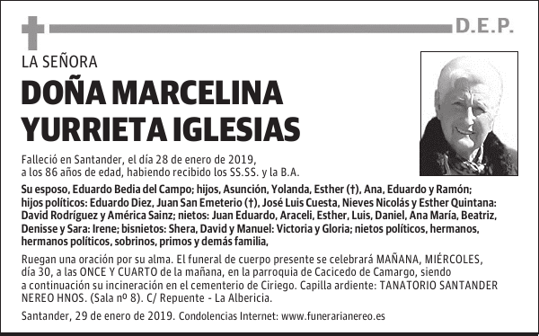 DOÑA MARCELINA YURRIETA IGLESIAS