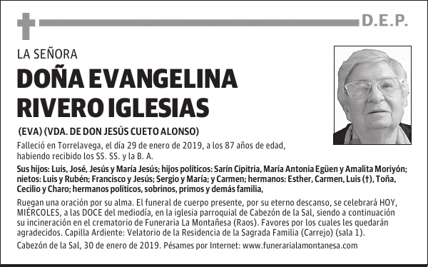 DOÑA EVANGELINA RIVERO IGLESIAS