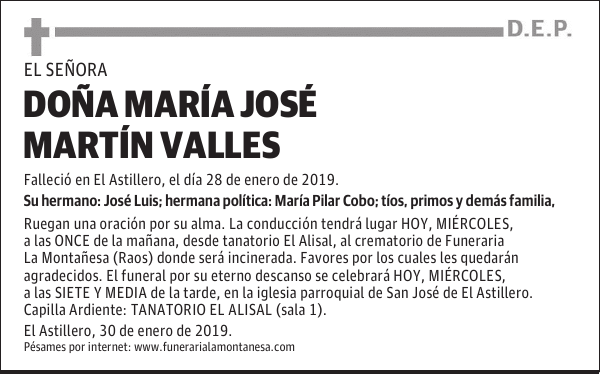 DOÑA MARÍA JOSÉ MARTÍN VALLES