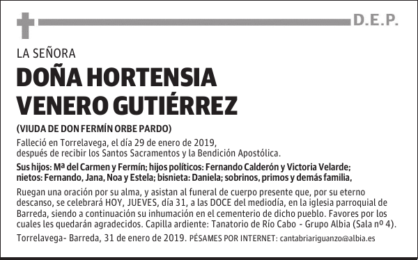 DOÑA HORTENSIA VENERO GUTIÉRREZ