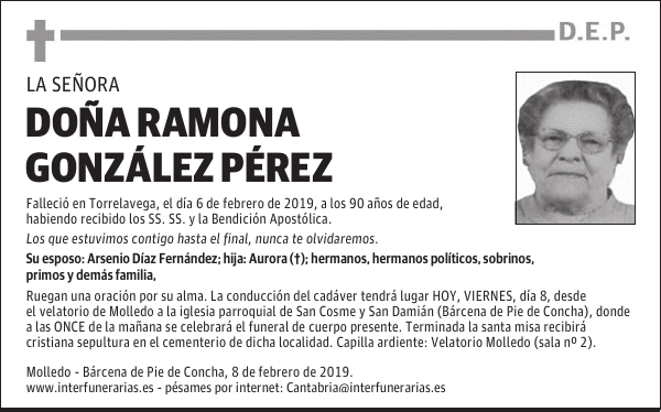 DOÑA RAMONA GONZÁLEZ PÉREZ