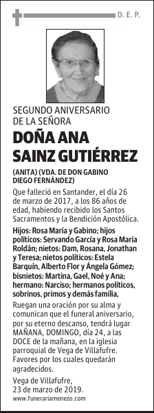 DOÑA ANA SAINZ GUTIÉRREZ