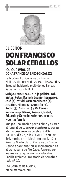 DON FRANCISCO SOLAR CEBALLOS