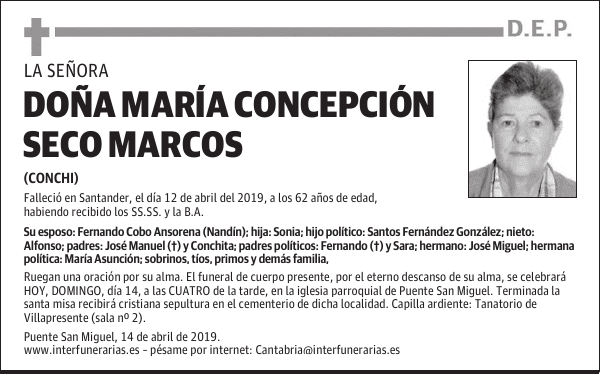 DOÑA MARÍA CONCEPCIÓN SECO MARCOS