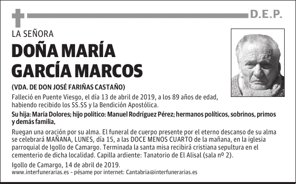 DOÑA MARÍA GARCÍA MARCOS