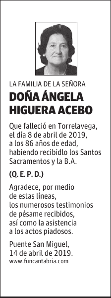 DOÑA ÁNGELA HIGUERA ACEBO