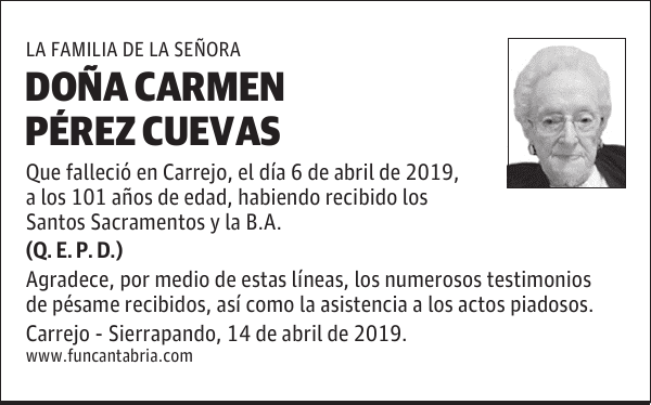 DOÑA CARMEN PÉREZ CUEVAS