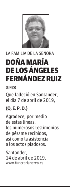 DOÑA MARÍA DE LOS ÁNGELES FERNÁNDEZ RUIZ