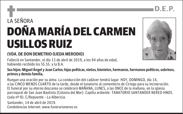 DOÑA MARÍA DEL CARMEN USILLOS RUIZ
