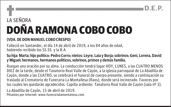 DOÑA RAMONA COBO COBO