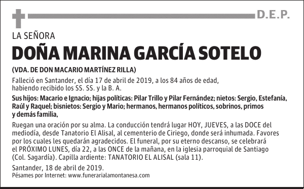 DOÑA MARINA GARCÍA SOTELO