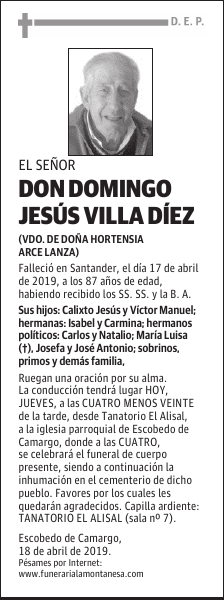 DON DOMINGO JESÚS VILLA DÍEZ