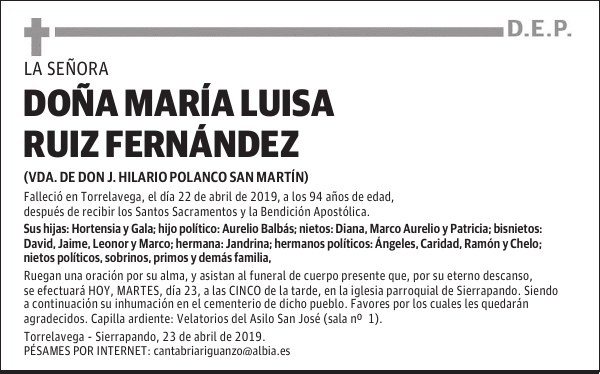 DOÑA MARÍA LUISA RUIZ FERNÁNDEZ