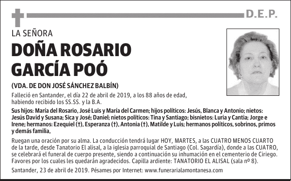 DOÑA ROSARIO GARCÍA POÓ