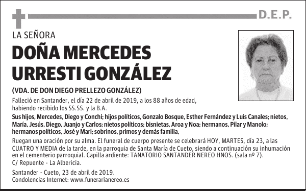DOÑA MERCEDES URRESTI GONZÁLEZ