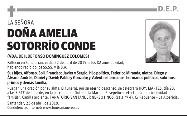 DOÑA AMELIA SOTORRÍO CONDE