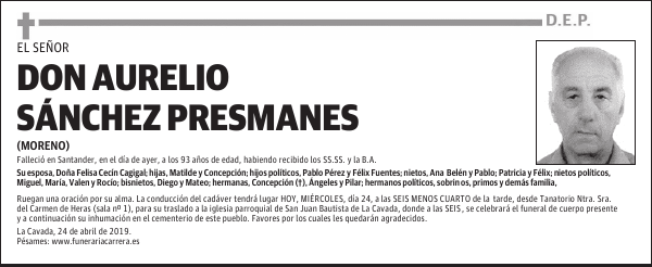 DON AURELIO SÁNCHEZ PRESMANES