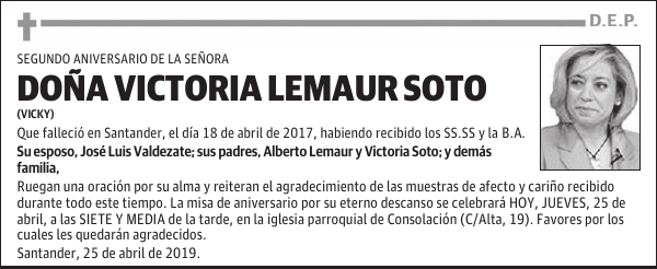 DOÑA VICTORIA LEMAUR SOTO