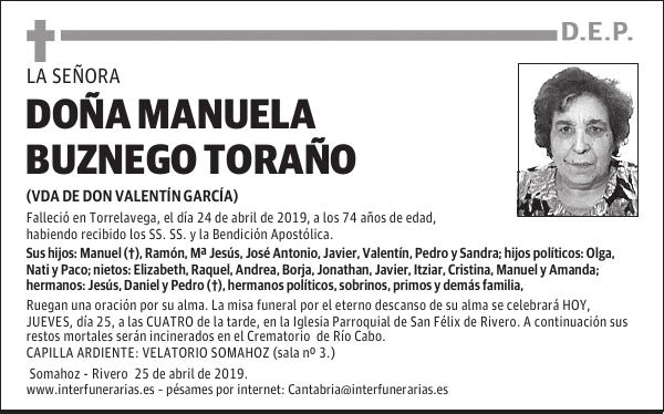 DOÑA MANUELA BUZNEGO TORAÑO