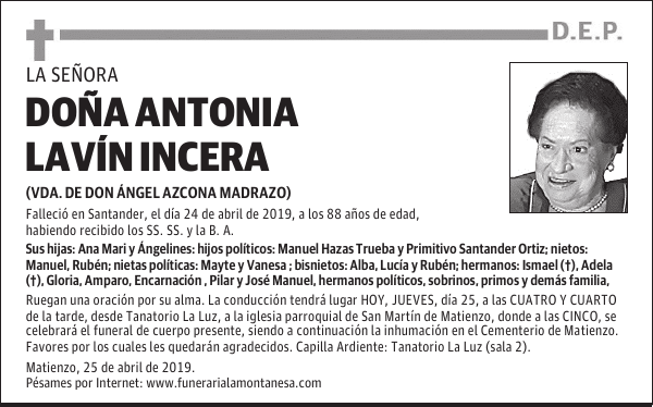 DOÑA ANTONIA LAVÍN INCERA