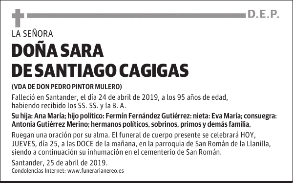 DOÑA SARA DE SANTIAGO CAGIGAS