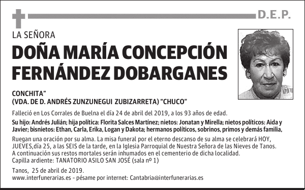 DOÑA MARÍA CONCEPCIÓN FERNÁNDEZ DOBARGANES