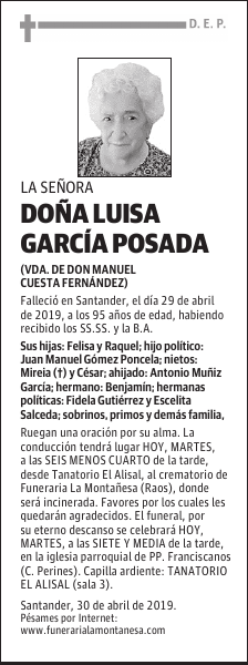 DOÑA LUISA GARCÍA POSADA