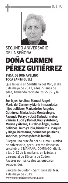 DOÑA CARMEN PÉREZ GUTIÉRREZ