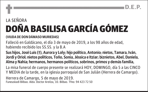 DOÑA BASILISA GARCÍA GÓMEZ