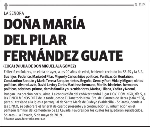 DOÑA MARÍA DEL PILAR FERNÁNDEZ GUATE