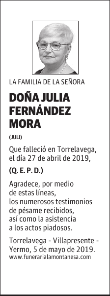 DOÑA JULIA FERNÁNDEZ MORA