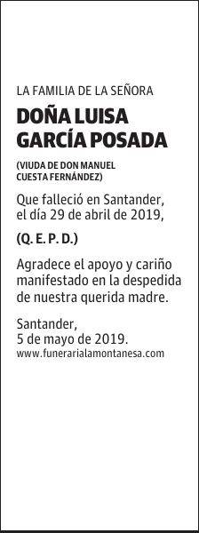 DOÑA LUISA GARCÍA POSADA
