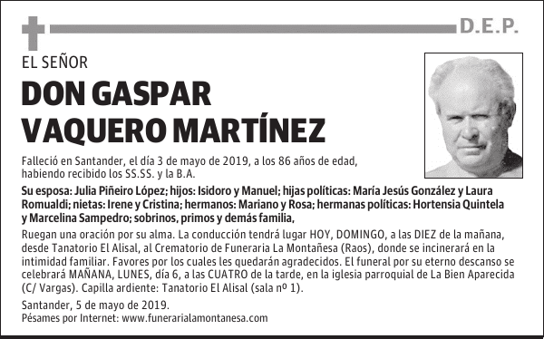 DON GASPAR VAQUERO MARTÍNEZ