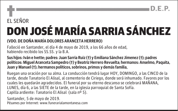 DON JOSÉ MARÍA SARRIA SÁNCHEZ