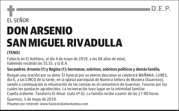 DON ARSENIO SAN MIGUEL RIVADULLA