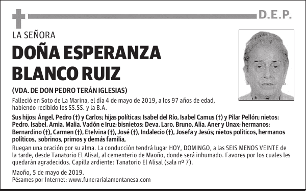 DOÑA ESPERANZA BLANCO RUIZ