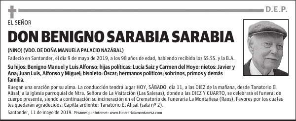 DON BENIGNO SARABIA SARABIA