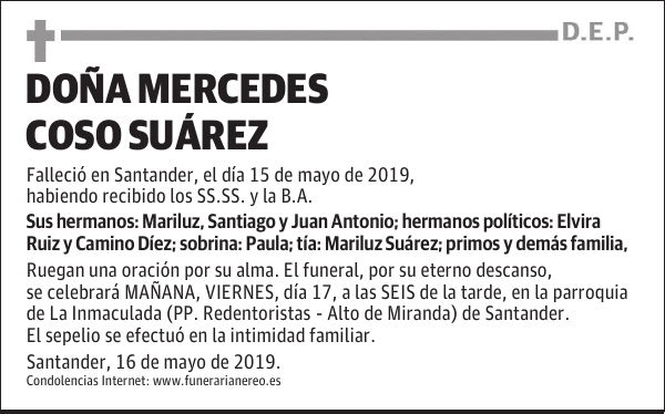 DOÑA MERCEDES COSO SUÁREZ
