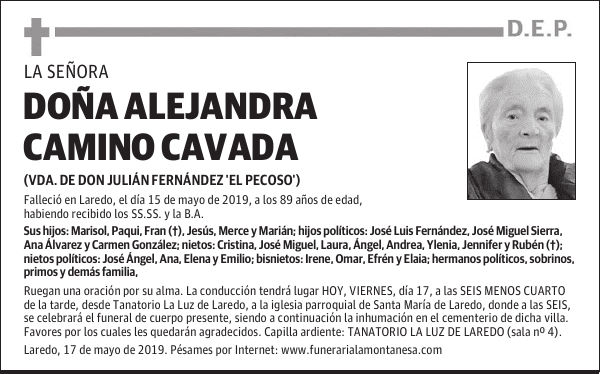 DOÑA ALEJANDRA CAMINO CAVADA