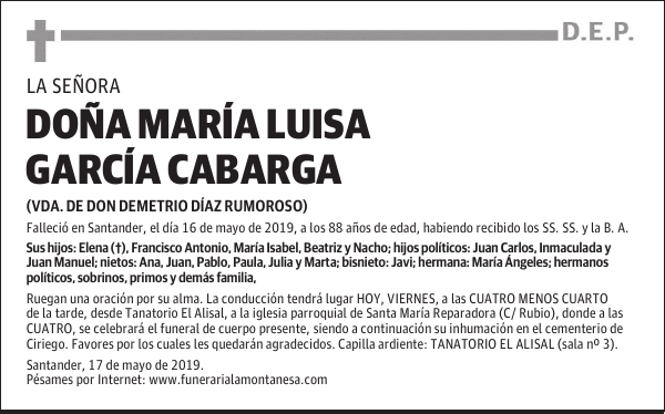 DOÑA MARÍA LUISA GARCÍA CABARGA
