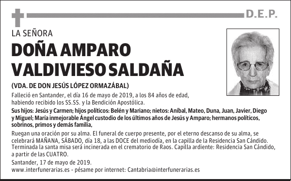 DOÑA AMPARO VALDIVIESO SALDAÑA