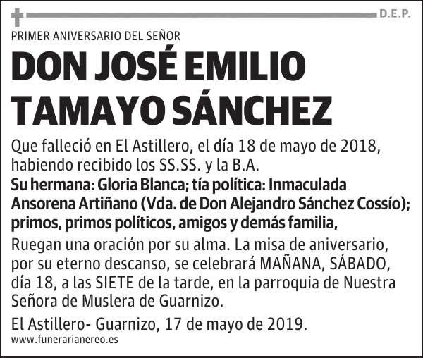 DON JOSÉ EMILIO TAMAYO SÁNCHEZ