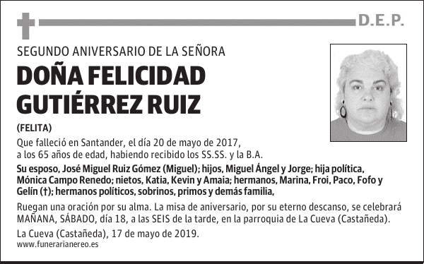 DOÑA FELICIDAD GUTIÉRREZ RUIZ