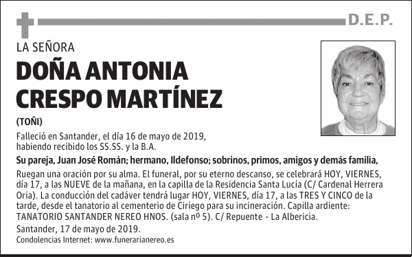 DOÑA ANTONIA CRESPO MARTÍNEZ