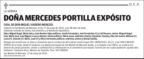 DOÑA MERCEDES PORTILLA EXPÓSITO