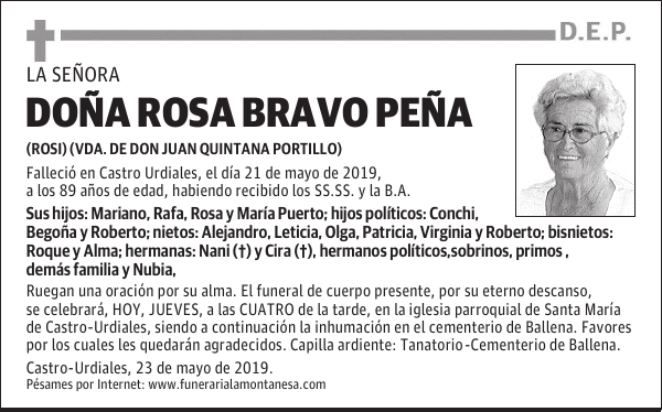 DOÑA ROSA BRAVO PEÑA