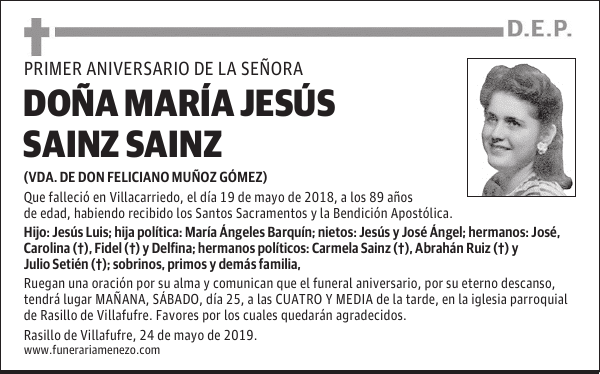 DOÑA MARÍA JESÚS SAINZ SAINZ